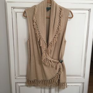 Lauren Ralph Lauren Sweater With Fringe Size Large